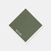 Olivgrüne Nadelstreifen Serviette (Ecke)