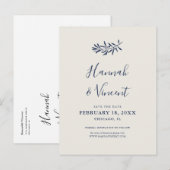 Olivgrüne Navy Save-the-Date-Postkarte Ankündigungspostkarte (Vorne/Hinten)