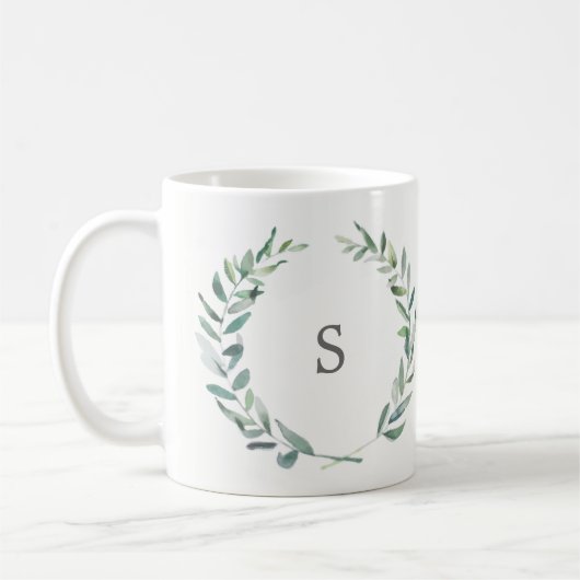 Olivgrüne Niederlassung des botanischen Watercolor Kaffeetasse (Links)