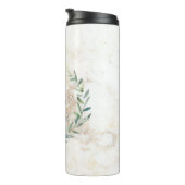 Olivgrüne Niederlassung des Watercolor verlässt Thermosbecher (Nach rechts gedreht)