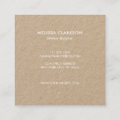 Olivgrüne Niederlassung rustikales Kraftpapier des Quadratische Visitenkarte (Rückseite)