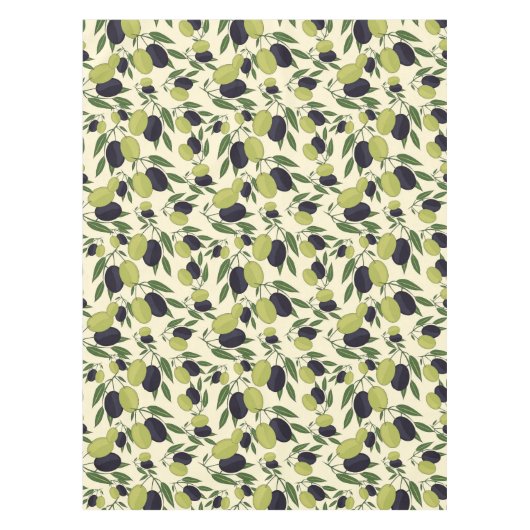 Olivgrüne Niederlassungen auf weg von weißem Tischdecke (Vorderseite)
