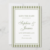 Olivgrüne Old Money Hochzeit Save the Date (Vorderseite)