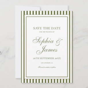 Olivgrüne Old Money Hochzeit Save the Date Einladung