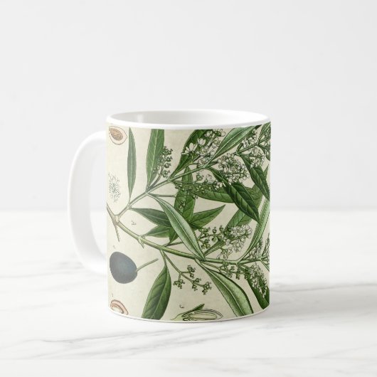Olivgrüne Pflanzen-botanische Kaffeetasse (Vorderseite Links)