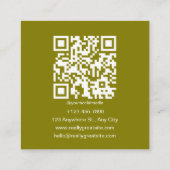 Olivgrüne quadratische Haarschneideschere QR-Code Visitenkarte (Rückseite)