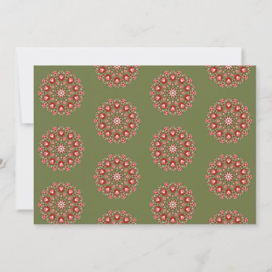 Olivgrüne Rosemaling  Dankeskarte (Vorderseite)