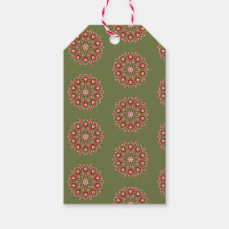 Olivgrüne Rosemaling Geschenkanhänger