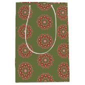 Olivgrüne Rosemaling Mittlere Geschenktüte (Vorderseite)