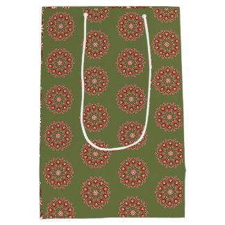 Olivgrüne Rosemaling Mittlere Geschenktüte