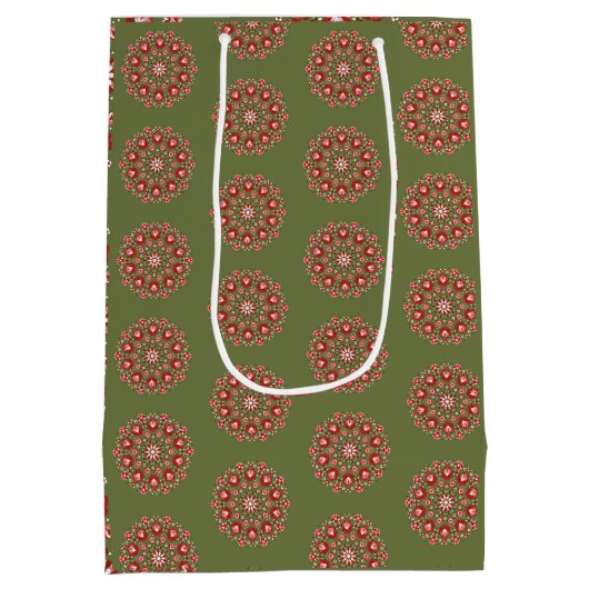 Olivgrüne Rosemaling Mittlere Geschenktüte (Rückseite)