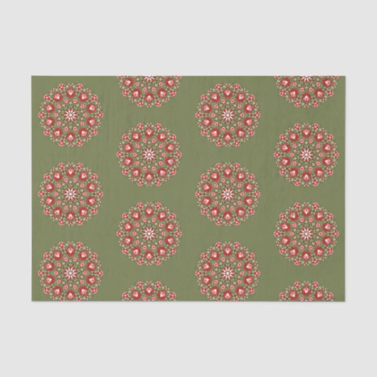 Olivgrüne Rosemaling  Seidenpapier (Vorderseite)
