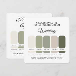 Olivgrüne Rustikale Hochzeit Farbpalette Karte
