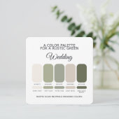 Olivgrüne Rustikale Hochzeit Farbpalette Karte (Stehend Vorderseite)