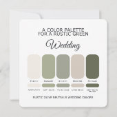 Olivgrüne Rustikale Hochzeit Farbpalette Karte (Rückseite)