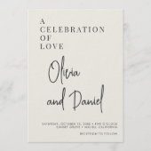 Olivgrüne Schriftfoto-QR-Code-Hochzeit Einladung (Vorderseite)
