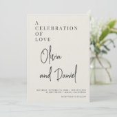 Olivgrüne Schriftfoto-QR-Code-Hochzeit Einladung (Stehend Vorderseite)