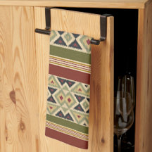 Olivgrüne Senf-Ocker-Gelbe Stammes-Ikat-Kunst