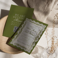 Olivgrüne Spitzen-Old-Money-Doily-QR-Code-Hochzeit