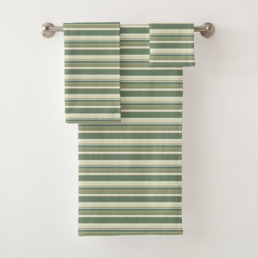 Olivgrüne Streifen Badhandtuch Set (Insitu)