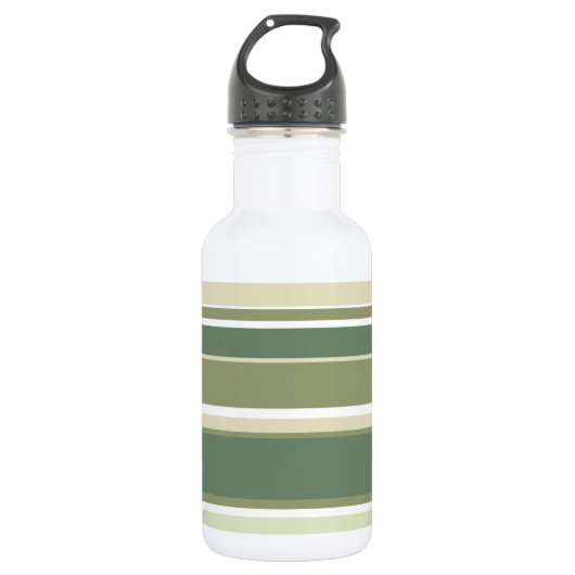 Olivgrüne Streifen Edelstahlflasche (Vorderseite)