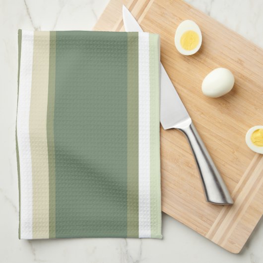 Olivgrüne Streifen Geschirrtuch (Viertel Falte)
