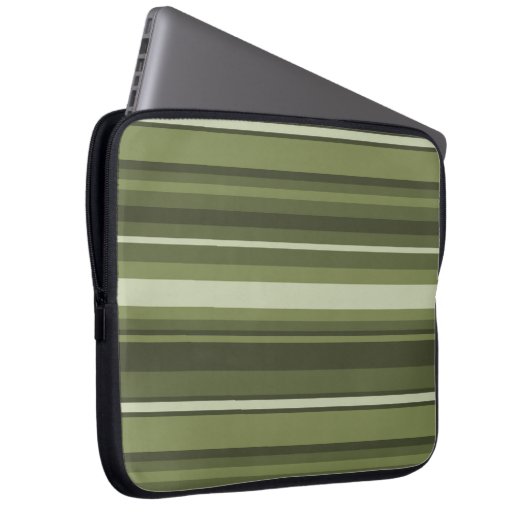 Olivgrüne Streifen Laptopschutzhülle (Vorne Rechts)