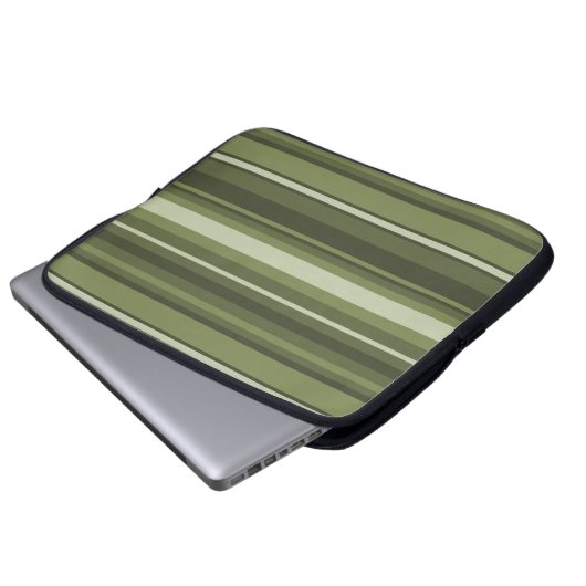 Olivgrüne Streifen Laptopschutzhülle (Vorne Knopf)