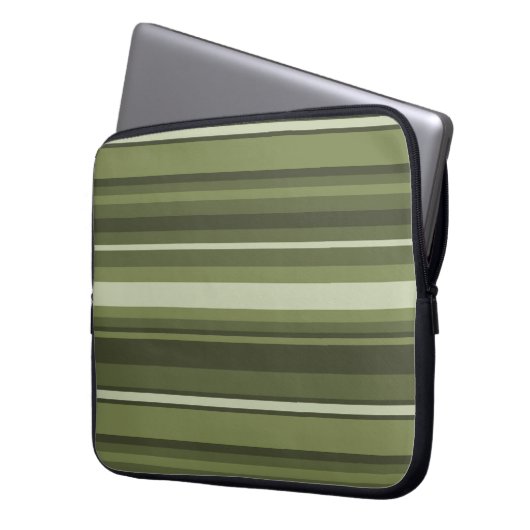 Olivgrüne Streifen Laptopschutzhülle (Vorderseite Links)