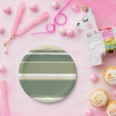 Olivgrüne Streifen Pappteller (Party)