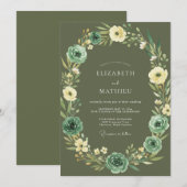 Olivgrüne Teelblatt-Hochzeit Einladung (Vorne/Hinten)