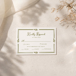 Olivgrüne toskanische elegante Hochzeits-RSVP-Kart Begleitkarte