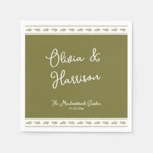 Olivgrüne toskanische elegante Hochzeitsservietten Serviette
