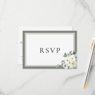 Olivgrüne Umrandung Elegante Menüauswahl RSVP-Kart RSVP Karte