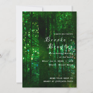 Olivgrüne Wald-Glow-Hochzeit Einladung
