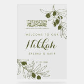 Olivgrüne Zweige Nikkah Acryl-Schild Acrylschild (Vorderseite)
