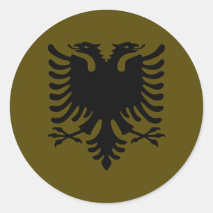 Olivgrüner Albaner Eagle Runder Aufkleber