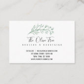 Olivgrüner Baumast Visitenkarte (Rückseite)