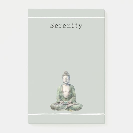 Olivgrüner Buddha-Meditations-Personalisiert Post-it Klebezettel (Vorderseite)