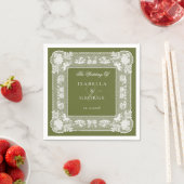 Olivgrüner Deckchen Vintage-Spitze Moderne Hochzei Serviette (Beispiel)