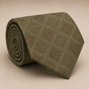 Olivgrüner Diamant-Geometrischer Stoff Krawatte