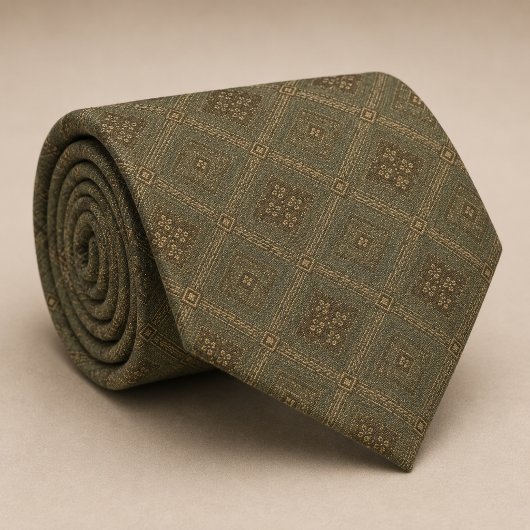 Olivgrüner Diamant-Geometrischer Stoff Krawatte