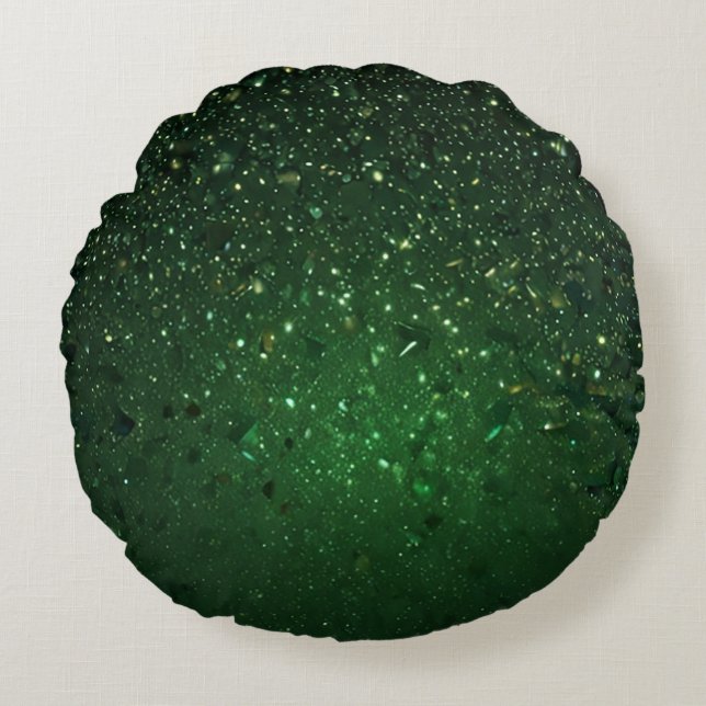 Olivgrüner Glitter Rundes Kissen (Vorderseite)
