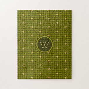 Olivgrüner Houndstooth-Puzzle mit goldenen Akzente Puzzle