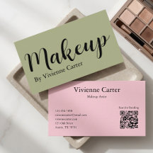 Olivgrüner Pinker Skript-Makeup-Salon QR-Code