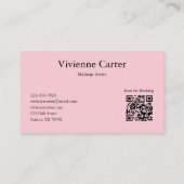 Olivgrüner Pinker Skript-Makeup-Salon QR-Code Visitenkarte (Rückseite)