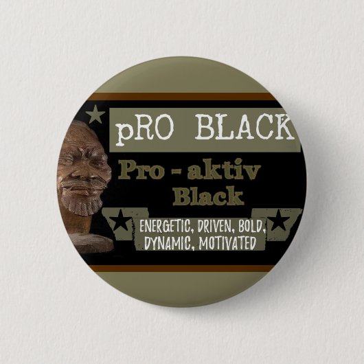 Olivgrüner SCHWARZER Proknopf Button (Vorderseite)