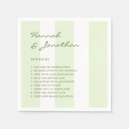 Olivgrüner Streifen FUN FACTS Hochzeit Serviette