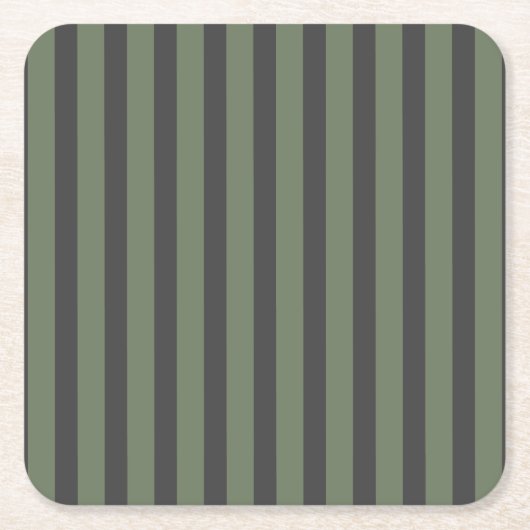Olivgrüner Tick gestreift modern Rechteckiger Pappuntersetzer (Vorderseite)