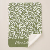 Olivgrüner Weidenzweig mit Monogramm Sherpadecke (Vorderseite)